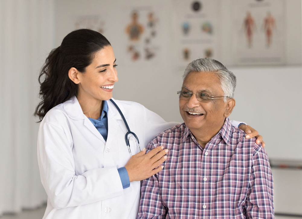Doctor with patient during a memory evaluation and cognitive testing appointment