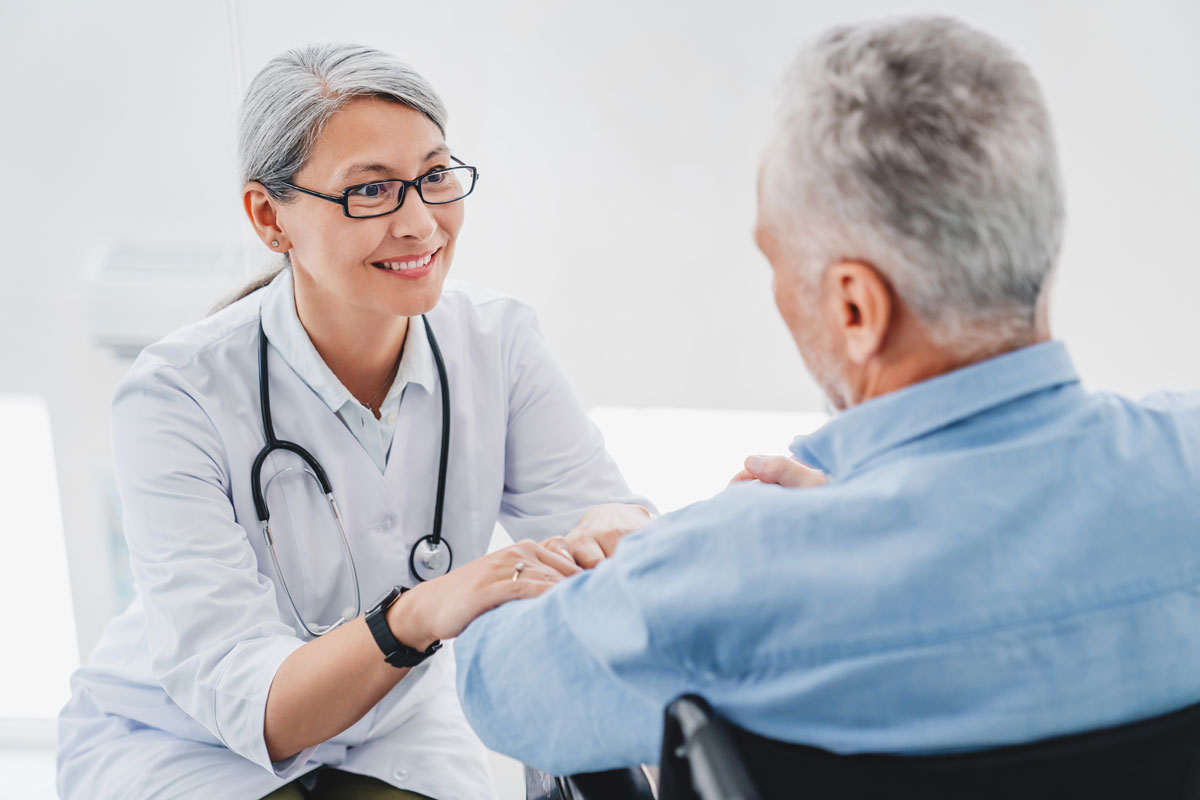Doctor discussing memory evaluation results and next steps with an older patient